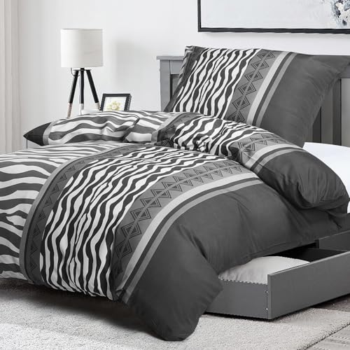 KACEMOO Bettwäsche 135x200 2teilig Set Bettwäsche-Sets für Einzelbett Hochwertiges Mikrofaser Luxus Bettbezug mit Kissenbezug 80x80cm, Zebra