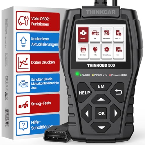 OBD2 Diagnosegerät, Große ThinkOBD500 Diagnosegerät Auto Mit Volle OBD2-Funktionen, Auto Diagnosegerät Für Motorsystem+Tastenkombination, Auto Auslesegerät Unterstützt OBDII/EOBD-Protokolle
