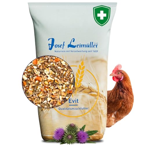Leimüller Premium Hühnerfutter 25kg mit Immun Plus Pellets - Legehennenfutter für EIN Starkes Immunsystem - Wirksamer Schutz gegen Milben & Kokzidien - Gentechnikfreies Hühner Futter 25 kg