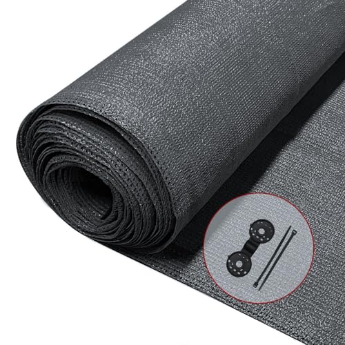VOUNOT® Zaunblende 1.8×10m, Sichtschutz Zaun 150 g/m² HDPE Schattiernetz, Windschutz UV-resistent Reißfest, 85% Beschattungsgrad, mit Löcher und Kabelbinder, Anthrazit