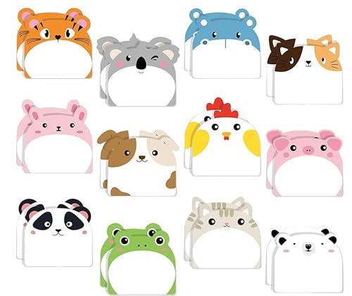 24pack Haftnotizen,Kleine Haftnotizen Kinder,Haftnotizen Klebezettel,Kawaii Schulsachen,Notizblock Klein,TierföRmiger Haftnotizblock Ideal FüR BüRo, Kinder, Studenten, Mitgebsel Kindergeburtstag