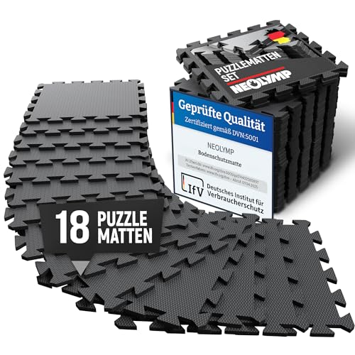 NEOLYMP Bodenschutzmatte Fitness - 10mm extra dicke Trainingsmatte für Sportgerät, robuster Sportboden - Puzzlematten Boden, Gymnastikmatte, Sportmatte, Fitnessmatte