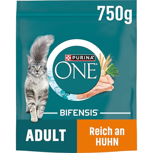 PURINA ONE BIFENSIS Adult Katzenfutter trocken, reich an Huhn, 6er Pack (6 x 750g)