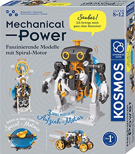 Kosmos ‎620783 Mechanical Power, Entdecke spielerisch Mechanik, Bausatz mit Spiral-Motor für Rennauto, Roboter und Timer, Experimentierkasten für Kinder ab 8-12 Jahre Bunt