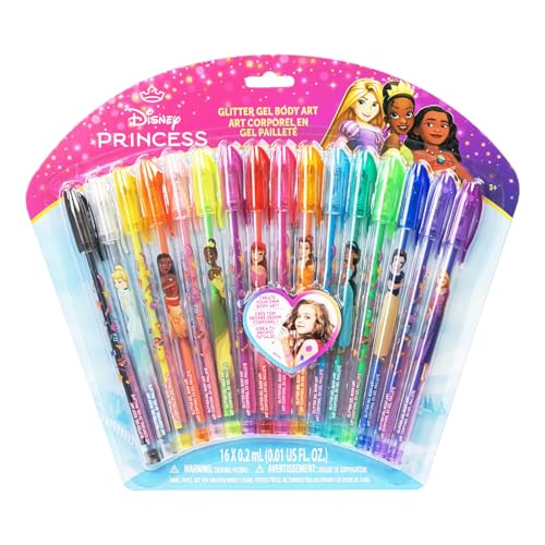 Disney Prinzessin 16-teiliges set mit Glitzerstiften zum Bemalen des Körpers in glitzernden und leuchtenden Farben, für Kinder ab 3 Jahren von Townley Girl
