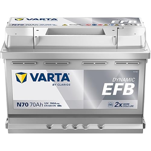 VARTA Automotive DYNAMIC EFB (N70) 12V 70Ah 760A - Nassbatterie für Start-Stopp Systeme - Starterbatterie für Autos mit erhöhtem Energiebedarf - Wartungsfreie Bleisäurebatterie