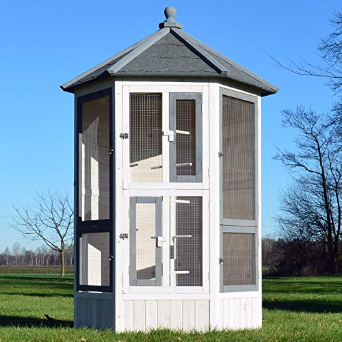 zooprinz Premium XXL Vogelvoliere mit Sitzstange – aus hochwer-tigem Vollholz und verzinktem Draht – witterungsbestän-dig und langlebig – Auslauf erweiterbar (Vogelvoliere)