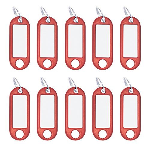 Wedo 262101802 Schlüsselanhänger Kunststoff (mit Ring, auswechselbare Etiketten) 10 Stück, rot
