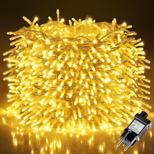Lichterkette Weihnachten, LEDYA 20M 200 LED Lichterkette Strom Warmweiß mit 8 Modi und Speicherfunktion, Wasserdichte IP44 für Balkon, Garten, Geländer, Innen und Außen Dekoration
