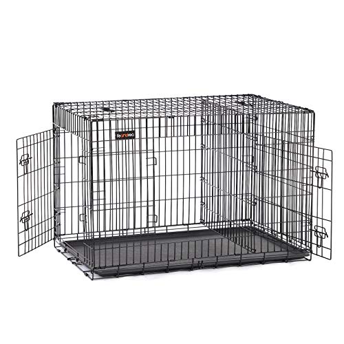 Feandrea Hundekäfig, Hundebox, zusammenklappbar, transportabel, 2 Türen, 107 x 70 x 77,5 cm, schwarz PPD42BK