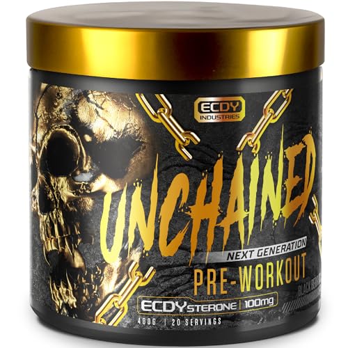UNCHAINED Pre Workout Booster mit Koffein | 400 g | Fitness Booster mit L-Arginin, L-Citrulin-Malat & Beta-Alanin | Preworkout booster für 100% Fokus, Pump & Energy | Black Berries