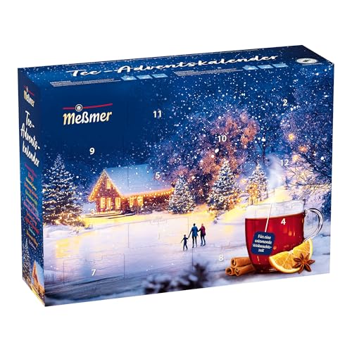 Meßmer Tee-Adventskalender 48 Beutel in 24 Sorten | Stimmungsvolles Design zum Aufstellen | Weihnachtskalender ideal als Geschenk | Früchtetee & Kräutertee