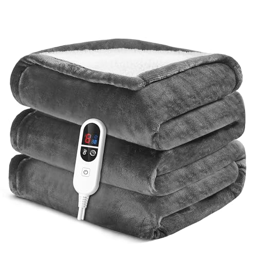 Airfish Heizdecke 180x130 cm – Kuschelweiche Premium-Decke mit 6 Heizstufen, 12h-Timer & Sicherheits-Auto-Off – Energiesparend & Waschmaschinenfest für Bett, Sofa, Homeoffice