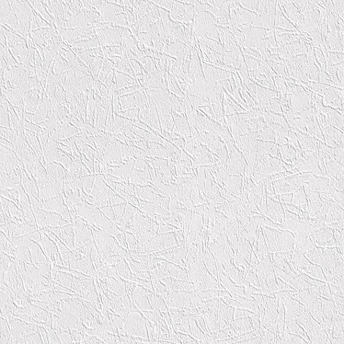 Rasch Tapete 126933 - Weiße Tapete aus Papier mit Struktur und Putz-Optik - 10,05m x 0,53m (LxB)