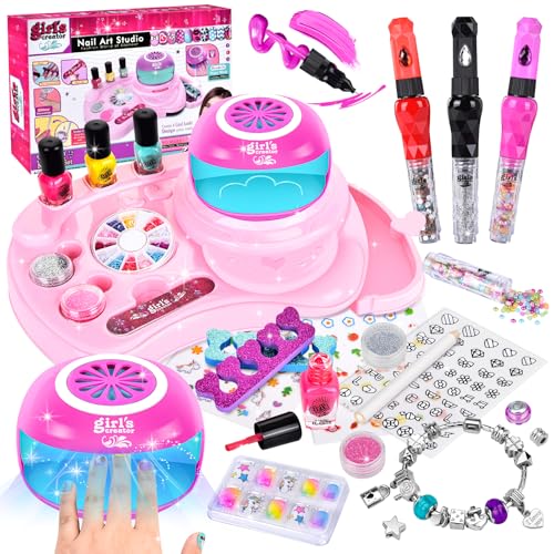 Joellfuner Nagelstudio Kinder Mädchen, 33 Pcs Geschenke 6 7 8 9 10 11 12 Jahre, Nagellack Kinder, Nageldesign Kinder Mädchen, Nail Art Nagelset Mädchen für Geburtstag