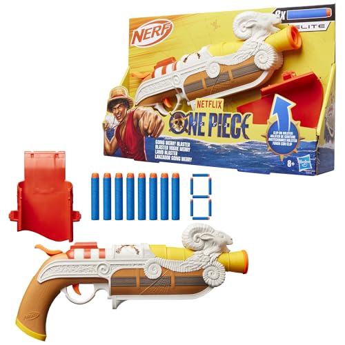 Nerf Netflix One Piece Flying Lamb Blaster, ansteckbares Holster, 8 Nerf Elite Darts, inspiriert durch die Netflix TV-Serie, Spielzeuge & Geschenke für Kinder ab 8 Jahren
