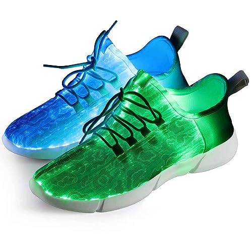 Shinmax LED Schuhe Herren Damen - 7 Farben USB Aufladen Leuchtend Leichtgewicht Sneaker Turnschuhe Atmungsaktiv Fiber Optical für Weihnachten, Neujahr, Partys