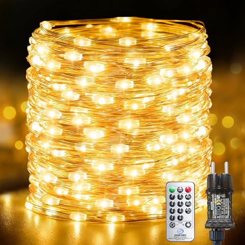 Bzavor 10M 100 LED Lichterkette Innen mit Stecker und Memory Funktion,Lichterketten Außen Strom aus Kupferdraht mit Timer 8 Modi,IP65 Wasserdicht für Weihnachten Zimmer Party Hochzeit Garten Deko