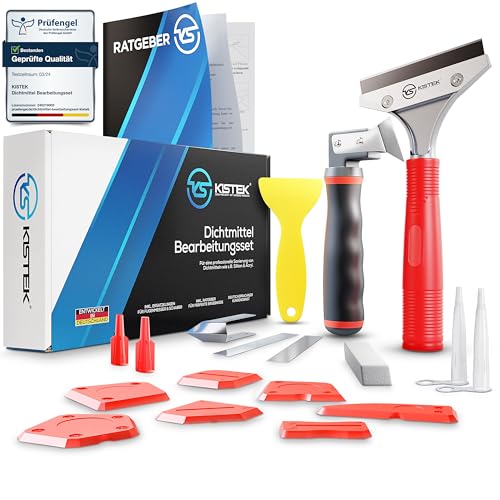 KISTEK® Silikonentferner Set [18-teilig] - Profi Werkzeug zum Silikon entfernen - Silikon Abzieher - Dichtmittel Bearbeitungsset inkl. Silikonfugen Abzieher, Fugenglätter, Fugenmesser & Fugenkratzer