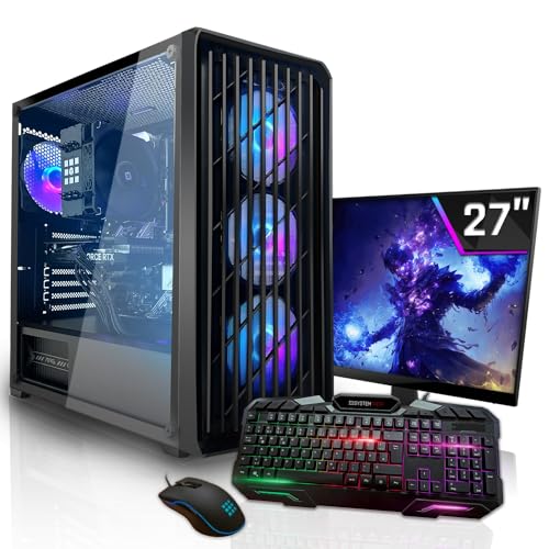 SYSTEMTREFF Basic Gaming Komplett PC Set AMD Ryzen 5 PRO 4650G 6x4.2GHz | AMD RX Vega 7 4K HDMI DX12 | 512GB M.2 NVMe | 16GB DDR4 RAM | WLAN Desktop Paket Computer für Gamer, Gaming