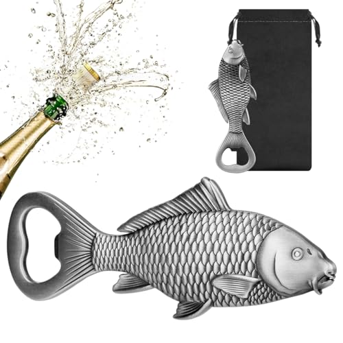 LULLEA Angler Geschenk, Karpfen Bier Flaschenöffner Fisch, Geschenkidee Angel Zubehör, Fisch Deko Geschenke für Angler Männer,Vatertagsgeschenk Geburtstagsgeschenk für Angler Papa Opa Angler Vater