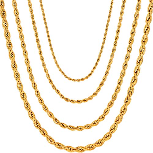OSTAN Herren/Damen Halskette Edelstahl Verdrehte Kette Seilkette Kordelkette Breite 5 MM Länge 70 cm Gold