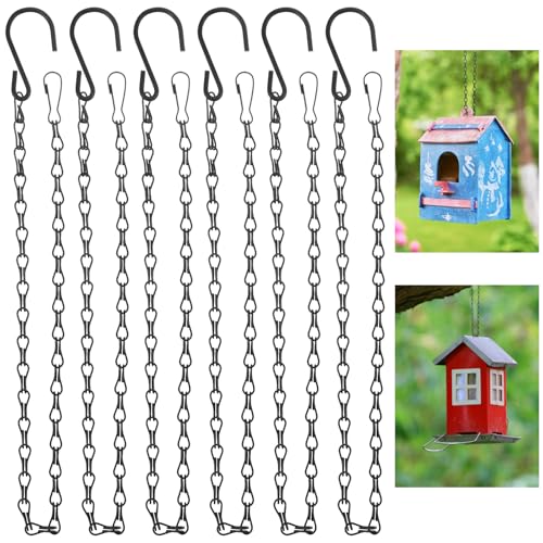 Ouligay 6 Stück Blumenampel Ketten 50cm Metallkette zum Aufhängen, Blumentopfkette Schwarz Blumenampel Metall Kette, Hängekorbketten für Blumentopf, Vogelhaus, Vogelfutterhaus, Laternen, Billboard