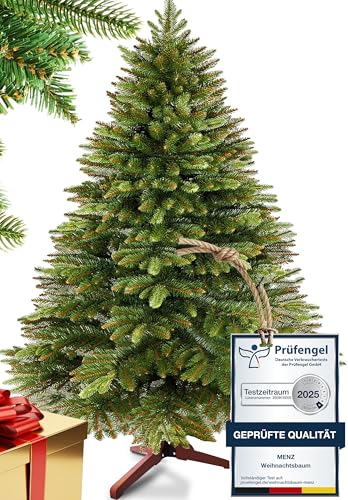 Menz Premium künstlicher Weihnachtsbaum GRÜN 180 cm – Naturgetreuer Weihnachtsbaum künstlich mit 850 Spitzen & Ständer für Familienfeiern, feuerfest jahrelang wiederverwendbar 5 Jahre Garantie