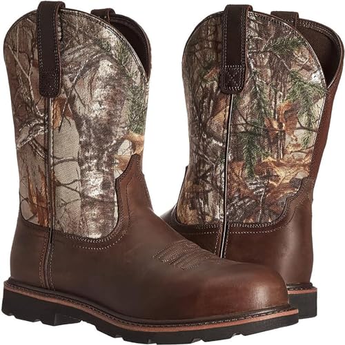 LNNLOO Reitstiefel (38–48), Westernstiefel, Runde Spitze/Stickerei, Zum Überziehen/Mittelrohr, Rutschfest/atmungsaktiv, Für Herbst/Winter/Herren/Damen,39,B