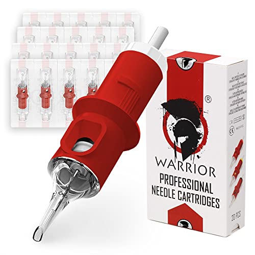 WARRIOR Red Tattoo Patronen Nadeln Professionelle für Augenbrauen Lippen Sterilisierte mit E.O Gas Cartridge Round Liner 316L Chirurgischer Stahl Einweg Permanent Make-up (0.25mm-0807RL)