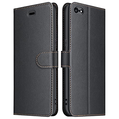 ELESNOW Hülle für iPhone 6 / 6s, Premium Leder Flip Wallet Schutzhülle Tasche Handyhülle für Apple iPhone 6 / 6s (Schwarz)