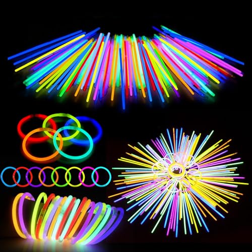 Kangtaixin Knicklichter Party Set für Kinder – 100 Leuchtstäbe mit 100 Verbindern, Party Deko & Halloween Deko für Weihnachten, Festival & Hochzeiten, Mitgebsel & Gastgeschenke für Kindergeburtstag