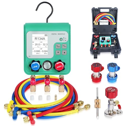 KAISAL Digitale Kältemittel Monteurhilfe Set für 92 Kühlmittel R32 R134A R22 R410A R1234YF HVAC Messgeräte Dualer Stresstest Manifold Gauge