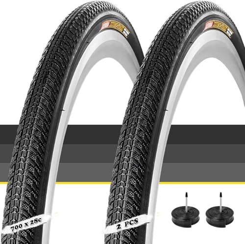 2ST 700x28c Fahrradreifen und Schlauch Set für 700c Rennrad und Geländetaugliches Rad | 700/28c Pannensicherer Ersatz mit 700 28 c Verstärkter Schicht 85 PSI Maximaldruck(Presta)