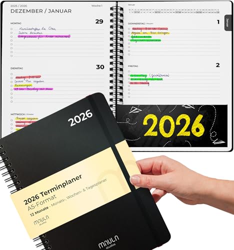 Terminplaner 2026 A5 – Minimalistischer Buchkalender Juli 2025 bis Dezember 2026 – Wochenplaner für Termine & Organisation – Jahreskalender 18 Monate – Praktischer Terminkalender Buch Kalender