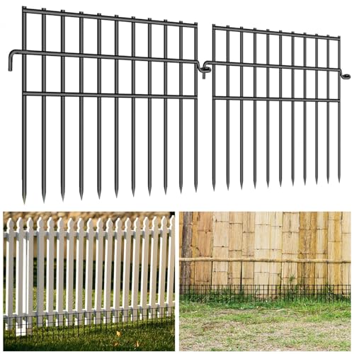 MOOTACO 25 Stück Gartenzaun, Metall Zaunelemente, Dekorativer Gartenzaun, Garten Metallzaun, Tier-Absperrzaun, Zaun für Hunde (825CM(L) X 43CM(H))