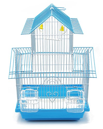 BPS Vogelkäfig aus Metall mit Futternapf, Tränke, Schaukel, 2 Größen M/L, Farbe zufällig (M: 30 x 23 x 47 cm) BPS-1207