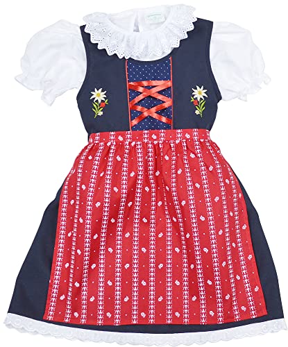 Schrammel Kinderdirndl Gr 62-140 Kindertrachten 3 TLG (62-68, Blau-Rot)
