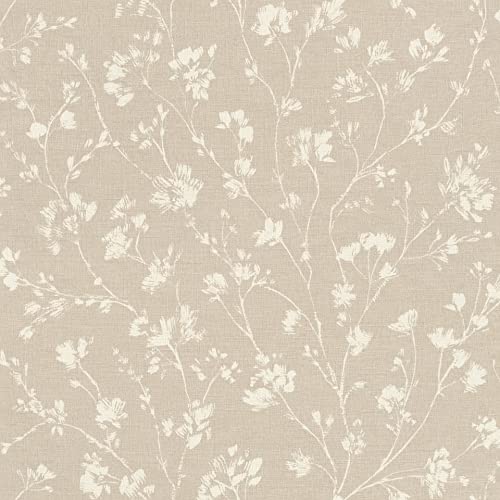 Rasch Beige Blumentapete auf Vlies mit Leinen-Optik aus der Kollektion Country Charme - 463811