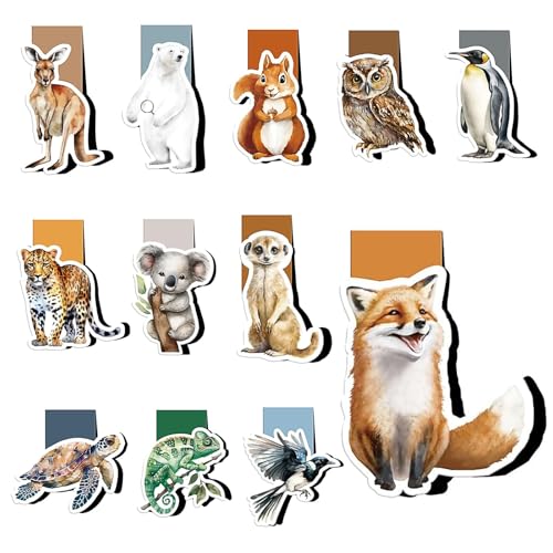 Magnetische Lesezeichen Kinder 12 Stück Tiere Lesezeichen Ideen Schultütenfüllung Einschulungsgeschenke Mädchen Junge Kleine Geschenke für Schüler Junge Mädchen Buchliebhaber
