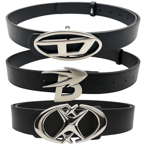 JazRvr 3 Y2K Gürtel Pu Lederbund, Vintage Gothic Punk D Und Star Schnallengürtel, Streetwear Schmuck, Gothic Accessoires, Nieten Gürtel, 105 cm