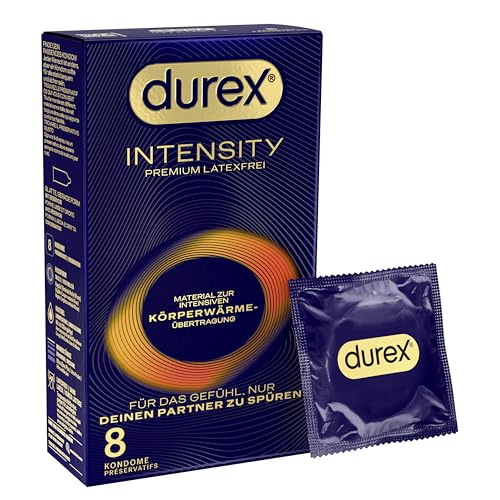 Durex Intensity Kondome - Ultra dünn plus für intensive Körperwärmeübertragung - Mit Silikongleitgel befeuchtet - Ohne Latex - 8er Pack (1 x 8 Stück)