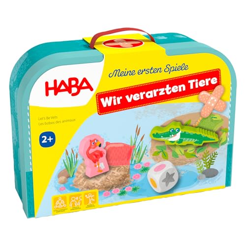 HABA Meine ersten Spiele – Wir verarzten Tiere – Tierarzt-Würfelspiel für Kinder ab 2 Jahren – Mit Arztkoffer & 2 Spielvarianten – 2011719001