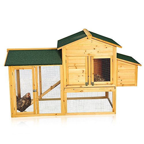 Melko Hühnerhaus mit Auslauf für 4-6 Hühner Hühnerstall 168x75x103 cm Kükenstall Hühnervoliere inkl. Nistkasten mit Deckelhalterung, wetterfest da imprägniert