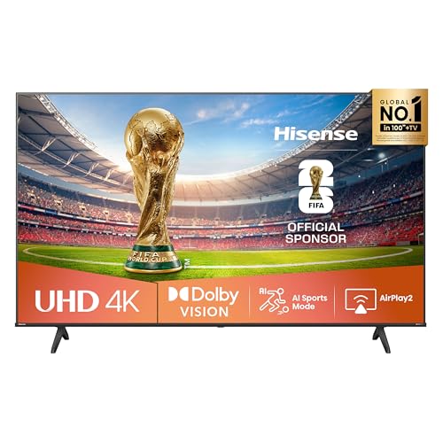 Hisense 50E6NT 127cm (50 Zoll) Fernseher, 4K UHD Smart TV, Precision Colour, HDR, Dolby Vision, 60Hz, Triple Tuner DVB-C/S/S2/T/T2, WiFi, HDMI 2.1, Bluetooth, Alexa Built-in, Schwarz, [2024]