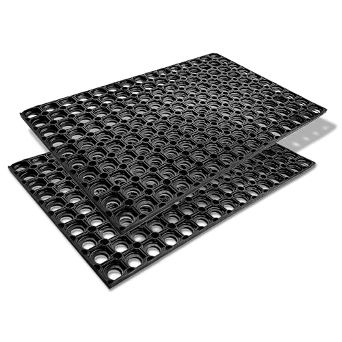 Carpido Fußmatte schwarz Gummimatte - rutschfeste Türmatte 40x60 cm 2er Set- strapazierfähiger Fußabstreifer - Fußabtreter außen Gummi - Schmutzfangmatte