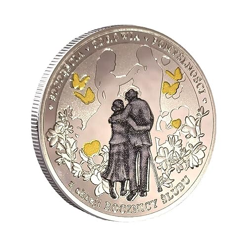 QUEAMBLER Liebesmünze für Immer Liebe und Glück Münze Silber plattiert Polen romantische Heirats Geschenk Sammlerstückmünze für Hochzeitstag