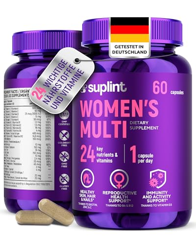 Multivitamin & Mineralien Kapseln hochdosiert für Frauen – A-Z Komplex mit Vitamin B6, Eisen, Zink & Vitex – 60 Kapseln – Premium Multivitamin – All-in-One Vitamine für Frauen
