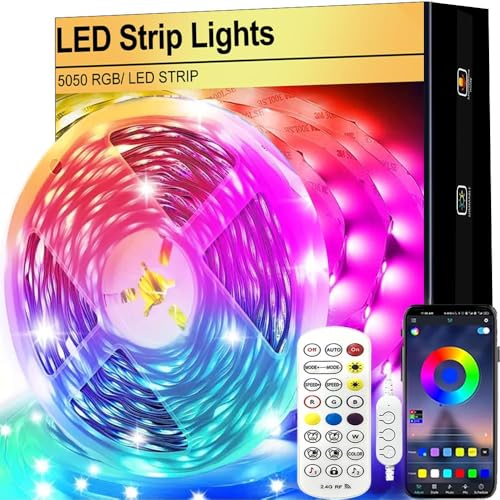 FOLAI LED Strip 2 m, USB, RGB, Timer-Einstellung, regelbar, Lichterkette mit Fernbedienung, Musiksynchronisation, Farbwechsel, für Beleuchtung, Schrankdekoration, Party