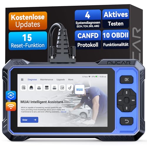 OBD2 Diagnosegerät, MUCAR 632 Diagnosegerät Auto Mit 15 Reset-Funktion + 4 Systemdiagnose (ECM/TCM/SRS/ABS), Auto Diagnosegerät Für Aktives Testen, CANFD-Protokoll, Kostenlose Updates